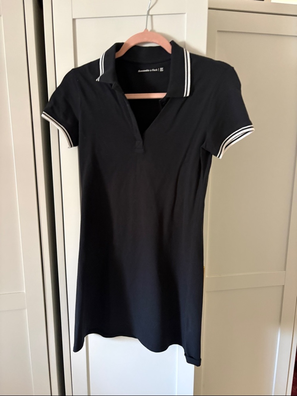 Abercrombie & Fitch Black Polo Dress with White Trim